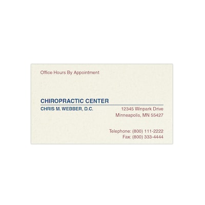 Custom 1-2 Color Appointment Cards, CLASSIC CREST® Smooth Millstone 80#, Flat Print, 2 Custom Inks,