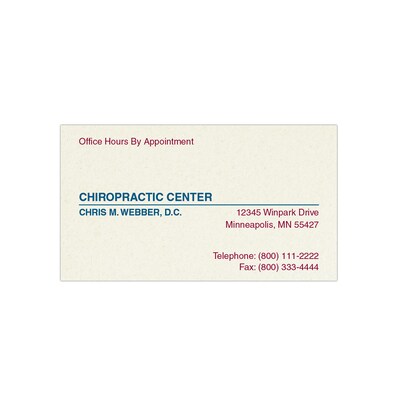 Custom 1-2 Color Appointment Cards, CLASSIC CREST® Smooth Millstone 80#, Flat Print, 2 Custom Inks,