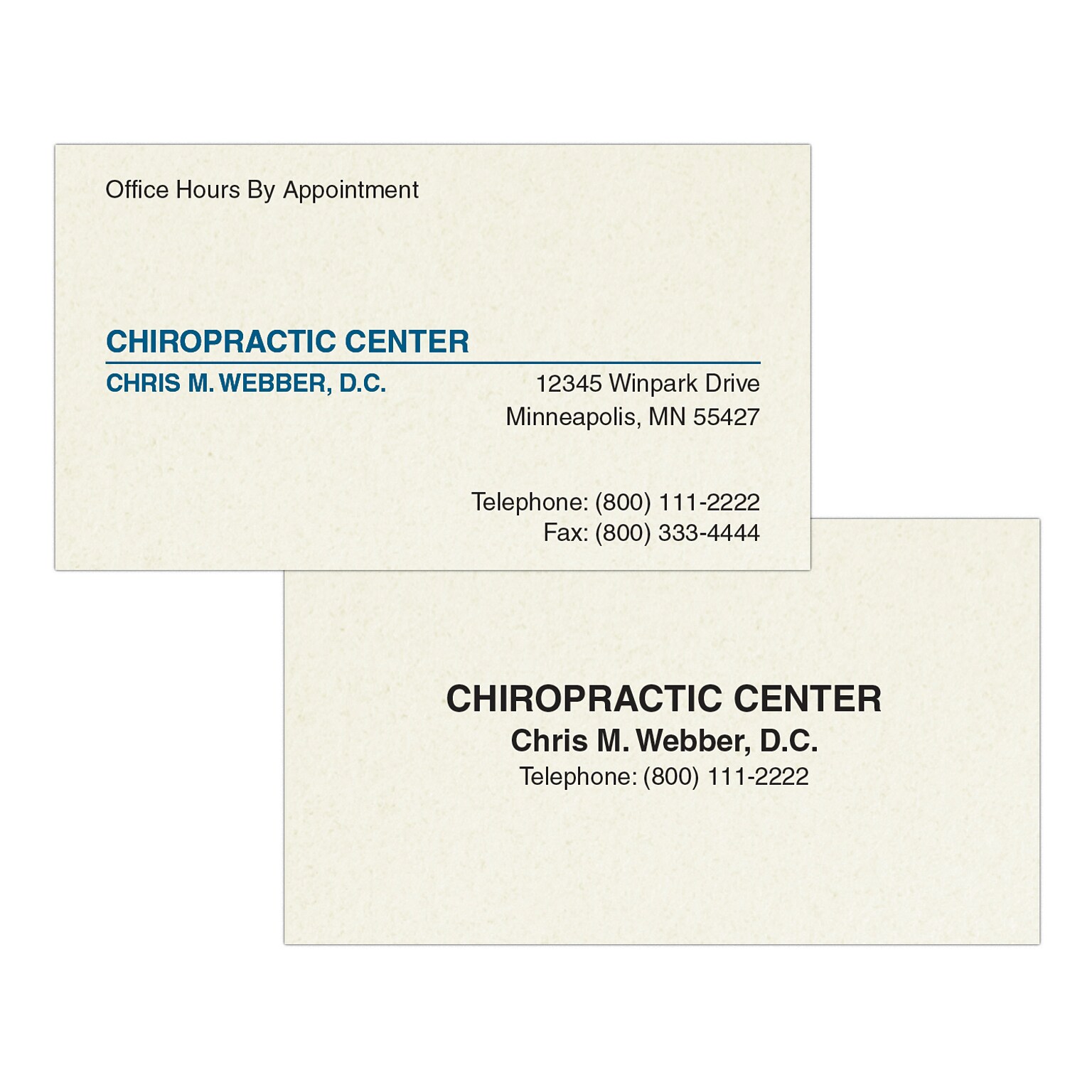 Custom 1-2 Color Appointment Cards, CLASSIC CREST® Smooth Millstone 80#, Flat Print, 1 Standard & 1 Custom Inks, 2-Sided, 250/Pk