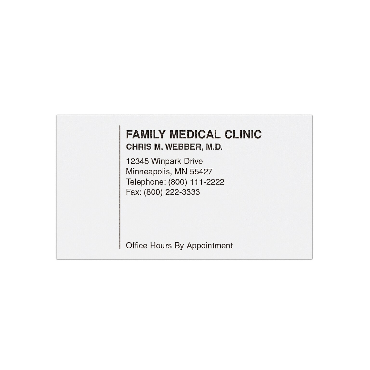 Custom 1-2 Color Appointment Cards, White Vellum 80#, Flat Print, 1 Standard Ink, 1-Sided, 250/Pk