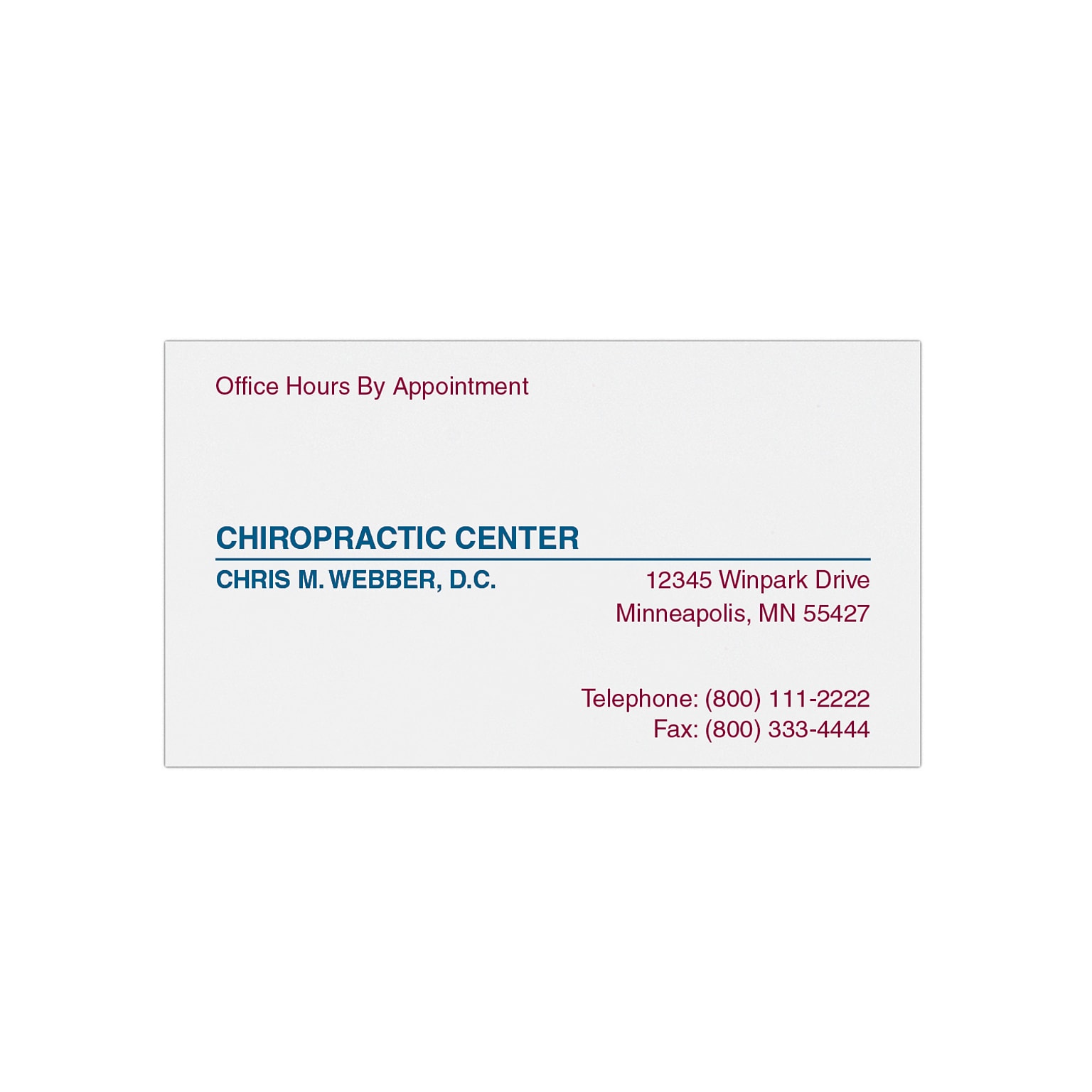 Custom 1-2 Color Appointment Cards, White Vellum 80#, Raised Print, 2 Custom Inks, 1-Sided, 250/Pk