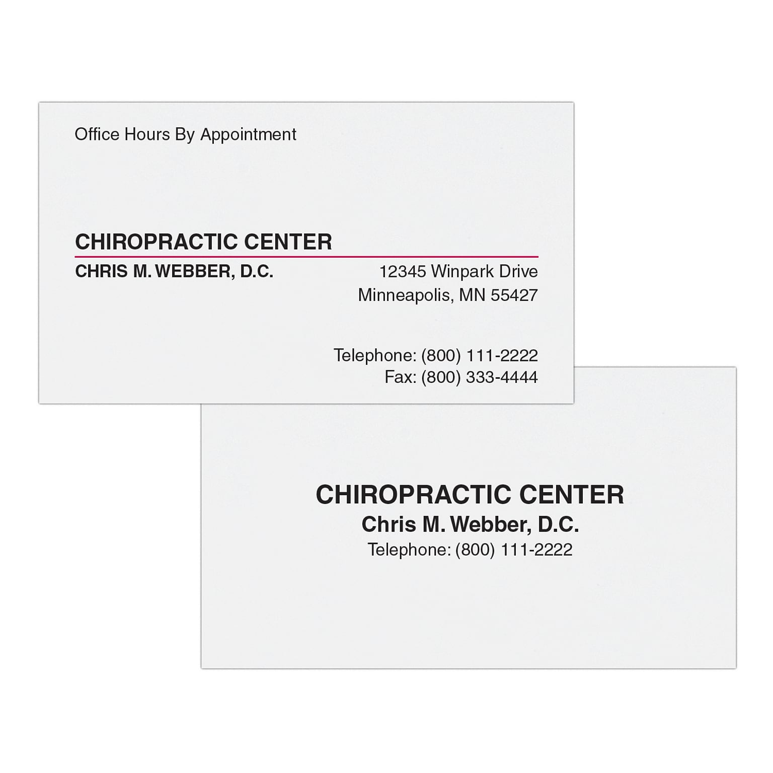 Custom 1-2 Color Appointment Cards, White Vellum 80#, Flat Print, 2 Standard Inks, 2-Sided, 250/Pk