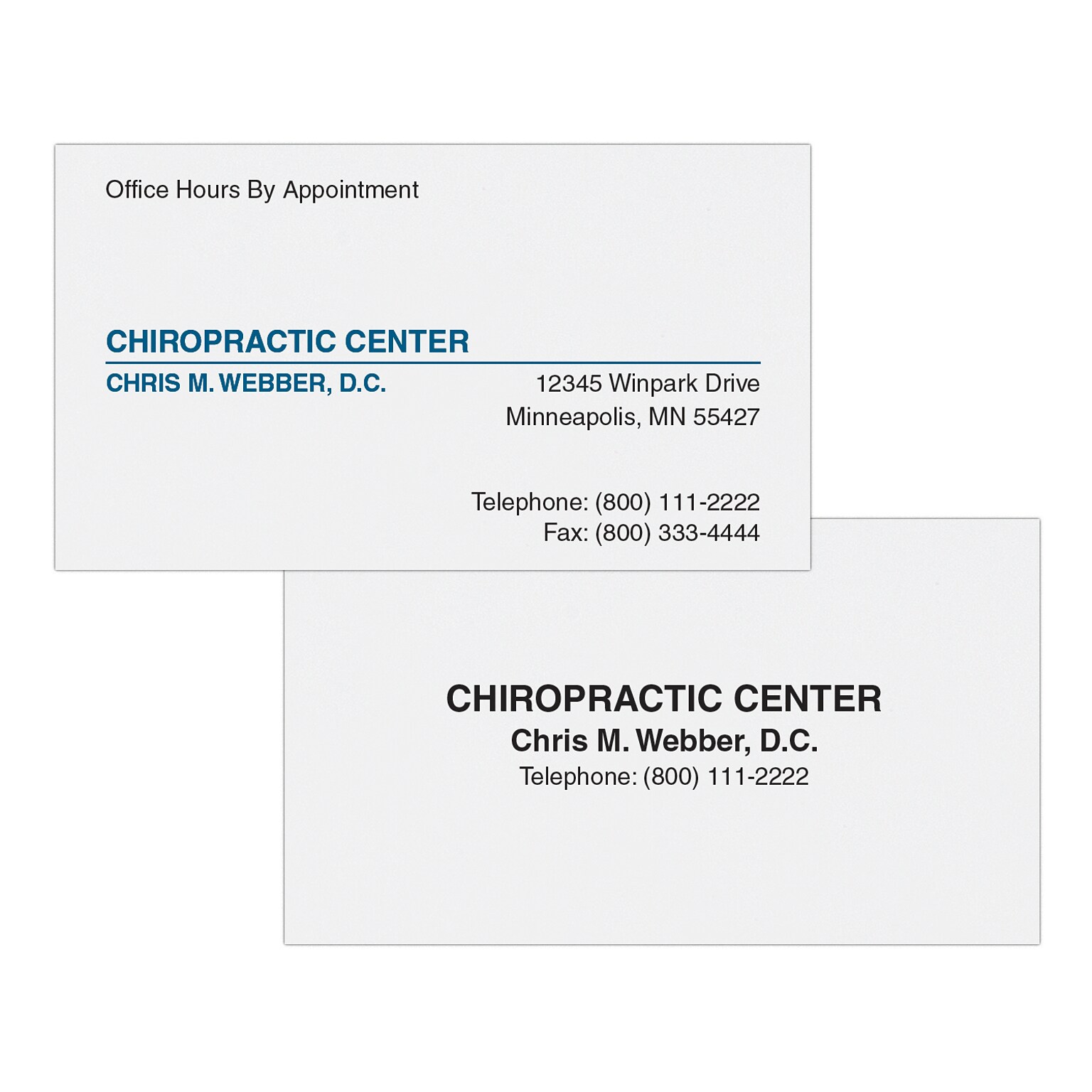 Custom 1-2 Color Appointment Cards, White Vellum 80#, Flat Print, 1 Standard & 1 Custom Inks, 2-Sided, 250/Pk