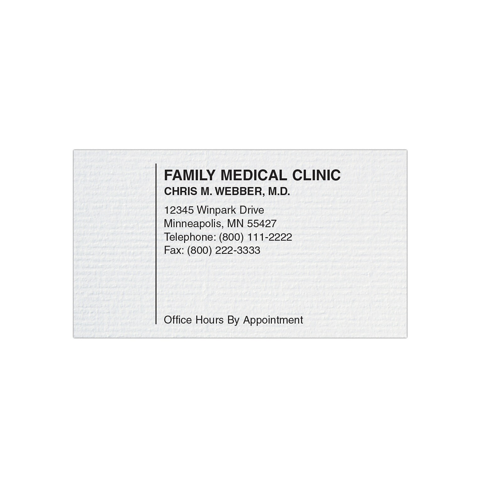 Custom 1-2 Color Appointment Cards, CLASSIC® Laid Solar White 80#, Flat Print, 1 Standard Ink, 1-Sided, 250/Pk