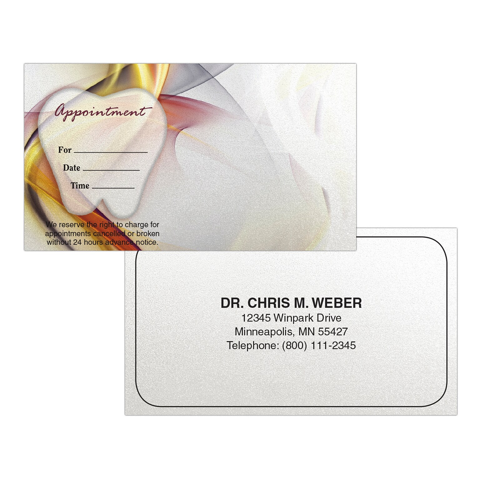 Custom Full Color Appointment Cards, Pearlized White 105#, Flat Print, 2-Sided, 250/Pk