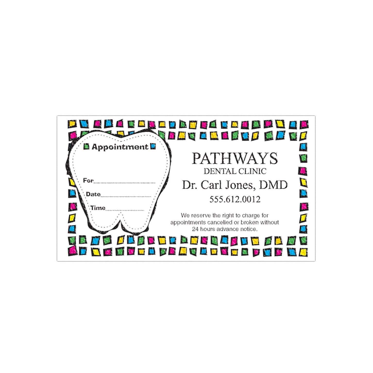 Custom Full Color Appointment Cards, CLASSIC CREST® Solar White 110#, Raised Ink, 1-Sided, 250/Pk