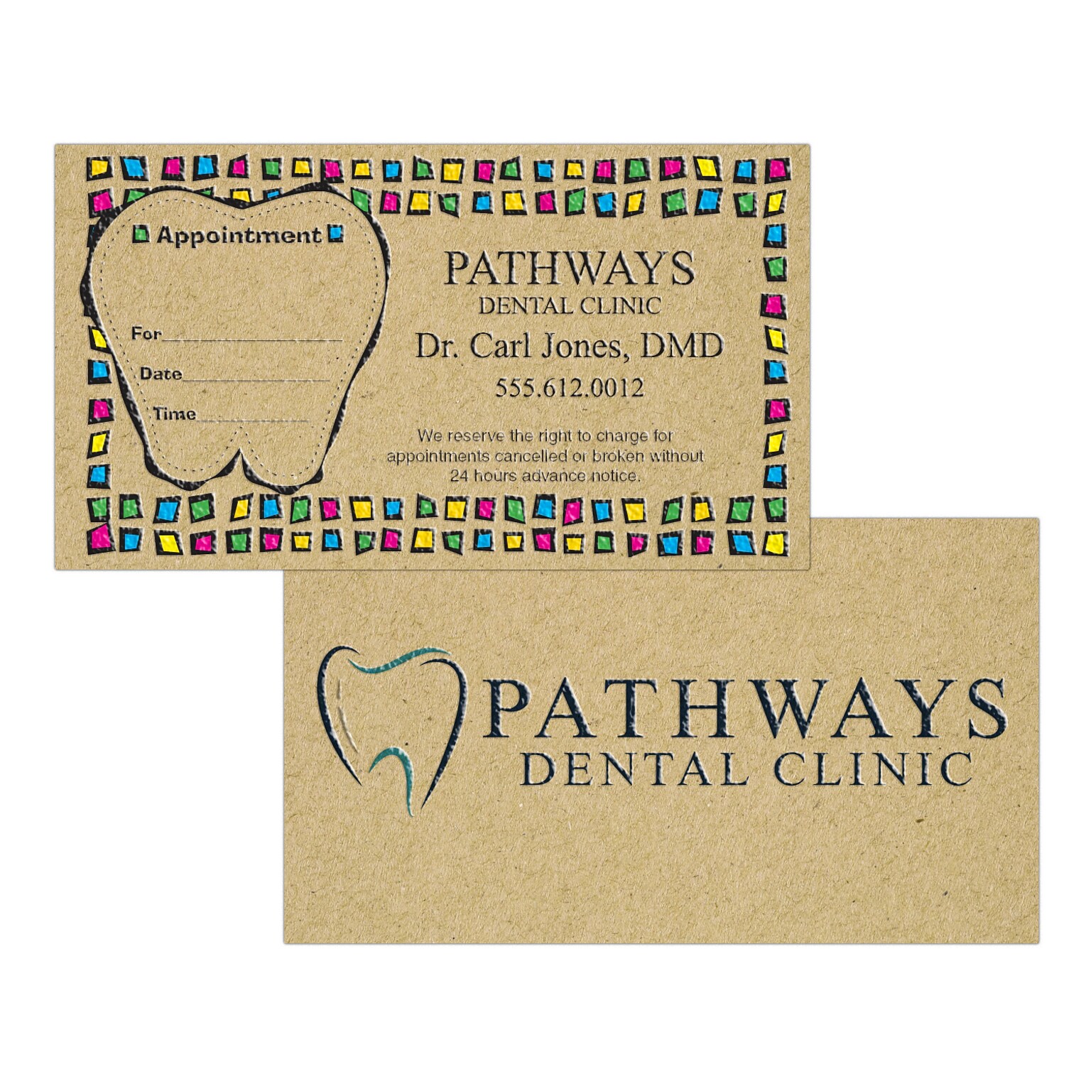 Custom Full Color Appointment Cards, ENVIRONMENT® Desert Storm 100#, Raised Ink, 2-Sided, 250/Pk