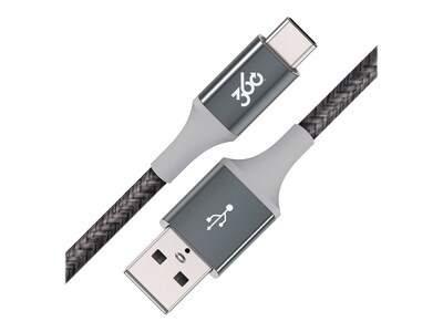 360 Electrical Habitat 4 USB-C Charging Cable, USB A Male/C Male, Charcoal (360654-CH)