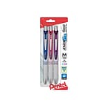 Pentel EnerGel Pearl Retractable Gel Pens, Medium Point, Assorted Inks, 3/Pack (BL77WBPS3M2)