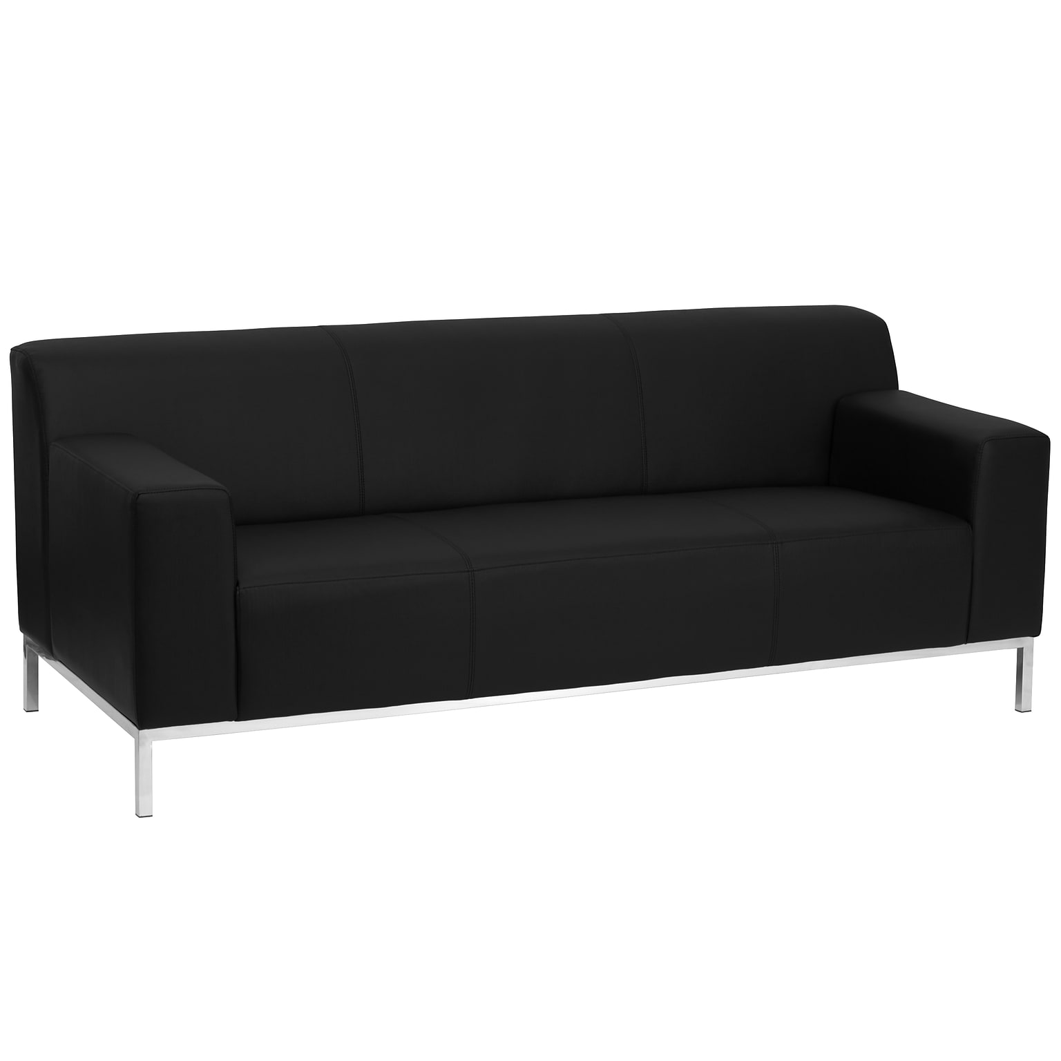 Flash Furniture HERCULES Definity Series 75.25 LeatherSoft Sofa with Stainless Steel Frame, Black (ZBDEFNTY809SOBK)