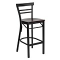 Flash Furniture HERCULES Black Ladder Back Metal Restaurant Bar Stools W/Wood Seat (XU6R9BLADBARMAW)