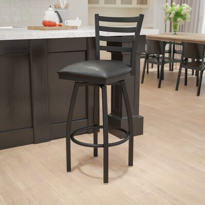 Flash Furniture HERCULES Series Traditional Metal Ladder Back Barstool, Black (XU6F8BLDSWVBKV)