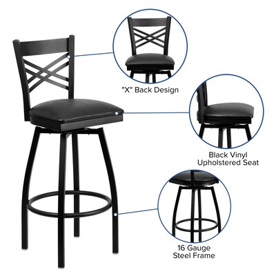 Flash Furniture HERCULES Series Traditional Metal X-Back Barstool, Black (XU6F8BXSWVBKV)