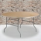 Flash Furniture 60'' Round Heavy Duty Birchwood Folding Banquet Table With Metal Edges, Silver