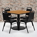 Flash Furniture 36 Square Natural Laminate Table Set W/4 Black Trapezoidal Back Banquet Chairs (RS