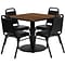 Flash Furniture 36 Square Walnut Laminate Table Set W/4 Black Trapezoidal Back Banquet Chairs (RSR