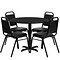 Flash Furniture 36 Round Black Laminate Table Set W/4 Black Trapezoidal Back Banquet X-Base Chairs