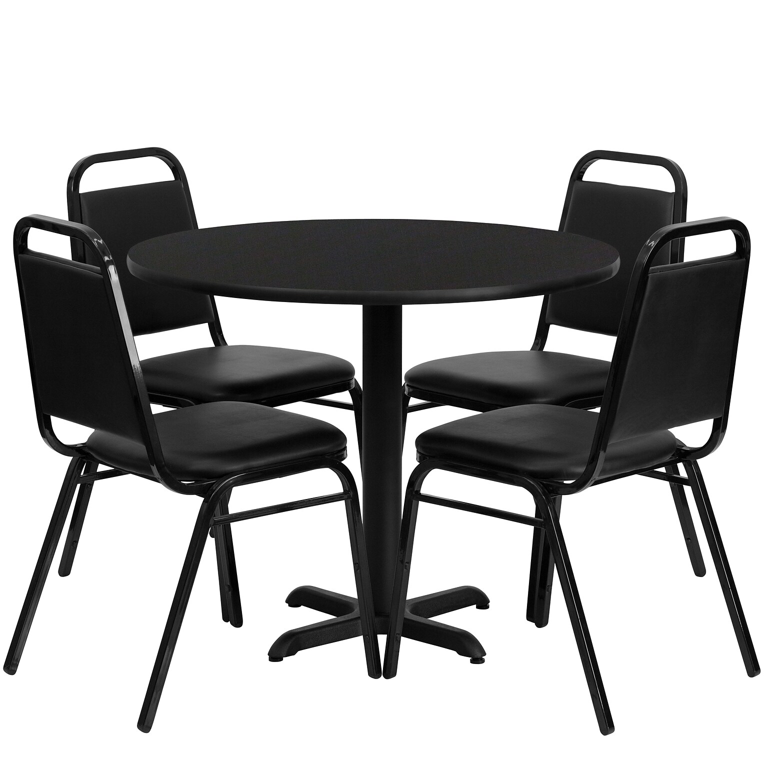 Flash Furniture Carlton 5-Piece 36 Round Laminate Table and Chair Set, Black/Black (HDBF1001)