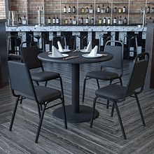 Flash Furniture 36 Round Black Laminate Table Set W/4 Black Trapezoidal Back Banquet X-Base Chairs