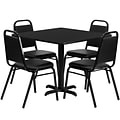 Flash Furniture 36 Square Laminate Table Set W/4 Trapezoidal Back Banquet X-Base Chairs (HDBF1009)