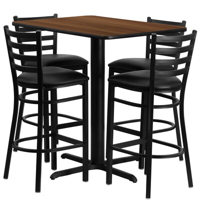 Flash Furniture 24Wx42L X-Base Rectangular Table Set W/4 Ladder Back Bar Stools (HDBF1020)