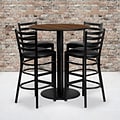 Flash Furniture 36 Round Table Set W/4 Ladder Back Metal Bar Stools, Walnut /Black (MD0011)