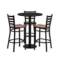 Flash Furniture 30 Round Table Set W/3 Ladder Back Metal Bar Stools, Black/Cherry (MD0013)