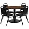 Flash Furniture 36 Round Walnut Laminate Table Set with Round Base and 4 Black Trapezoidal Back Ba