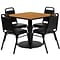 Flash Furniture 36 Square Natural Laminate Table Set W/4 Black Trapezoidal Back Banquet Chairs (RS