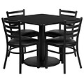 Flash Furniture 36 Square Black Laminate Table Set W/4 Ladder Back Black Vinyl Seat Chairs (RSRB1013)