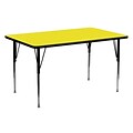 Flash Furniture 24W x 60L Rectangular Laminate Activity Table W/Standard Adjustable Legs, Yellow