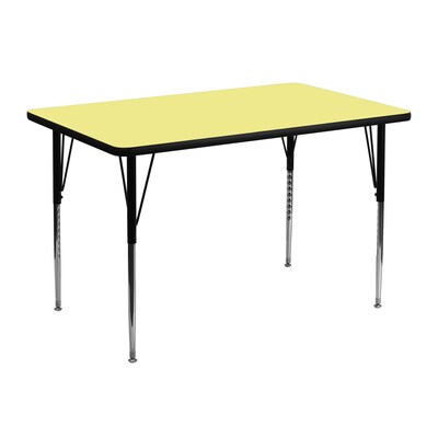 Flash Furniture 30W x 48L Rectangular Fused Laminate Activity Tables W/Standard Legs (XUA3048RECYELTA)