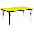 Flash Furniture 30W x 72L Rectangular Laminate Activity Tables W/Adjustable Pre-School Legs (XUA3072RECYELHP)
