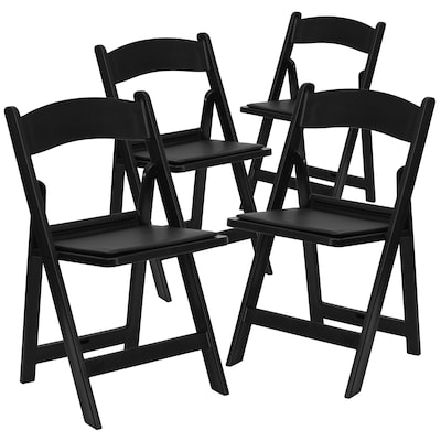 Flash Furniture HERCULES™ Vinyl Armless Folding Chair, Black, 4/Pack