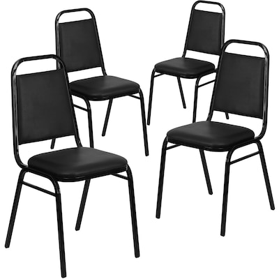 Flash Furniture HERCULES Series Vinyl Banquet Stacking Chair, Black, 4 Pack (4FDBHF2BKVYL)