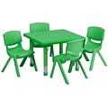 Flash Furniture 24 Square Adjustable Plastic Activity Table Set W/4 School Stack Chairs (YCX23SQTBLGNE)