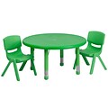 Flash Furniture 33(Dia.) Round Adjustable Plastic Activity Table Set W/2 School Stack Chairs