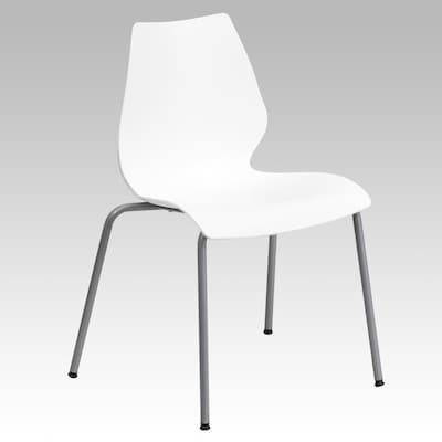 Flash Furniture HERCULES Series Plastic Stack Chair with Lumbar Support, White (RUT288WH)