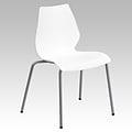 Flash Furniture Hercules Series Polypropylene Stackable Chair With Silver Frame, White (RUT288WH)