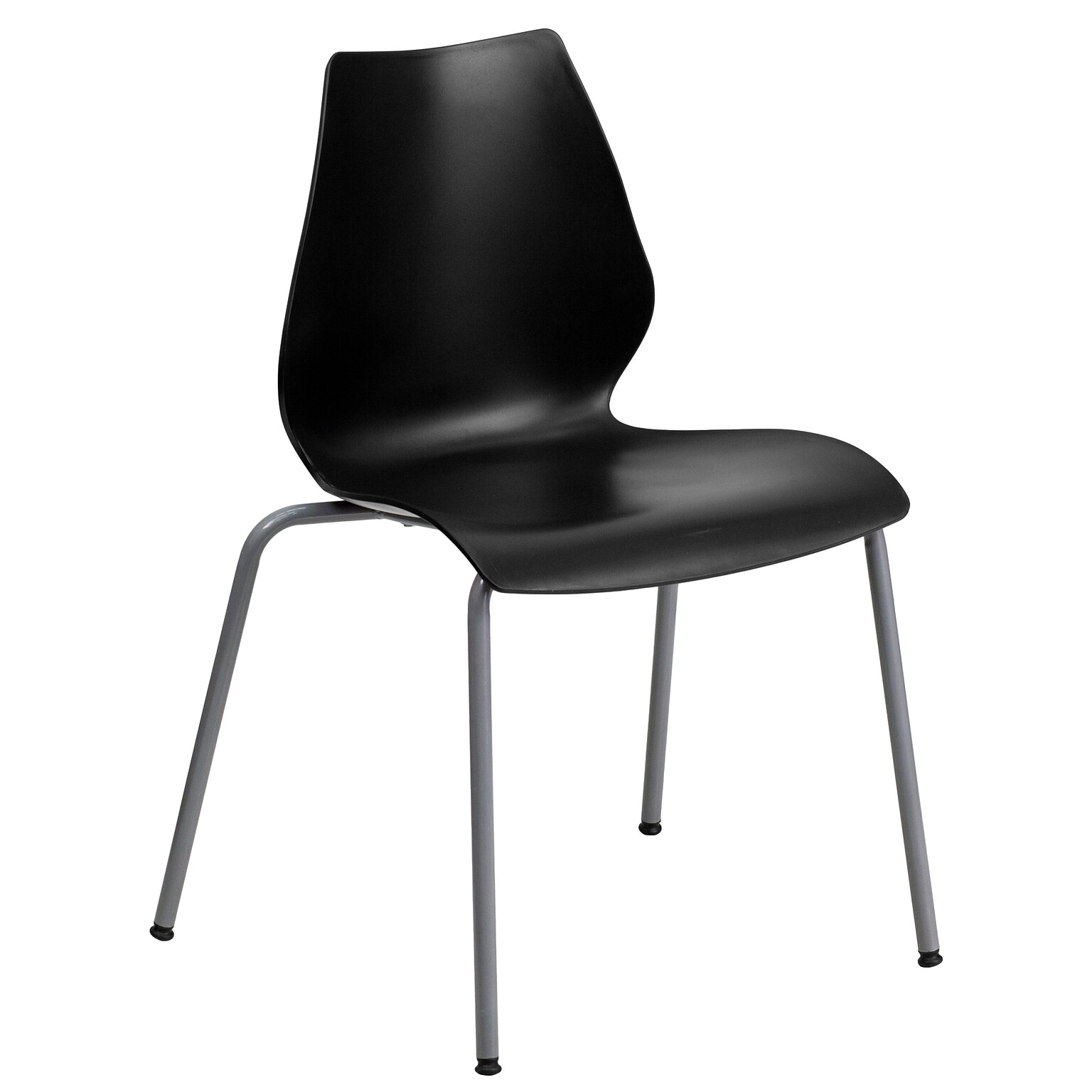 Flash Furniture HERCULES Series Plastic Stack Chair with Lumbar Support, Black (RUT288BK)