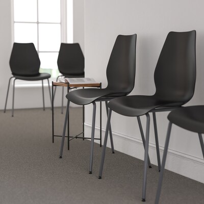 Flash Furniture Hercules Series Plastic Stacking Chair, Black (RUT288BK)