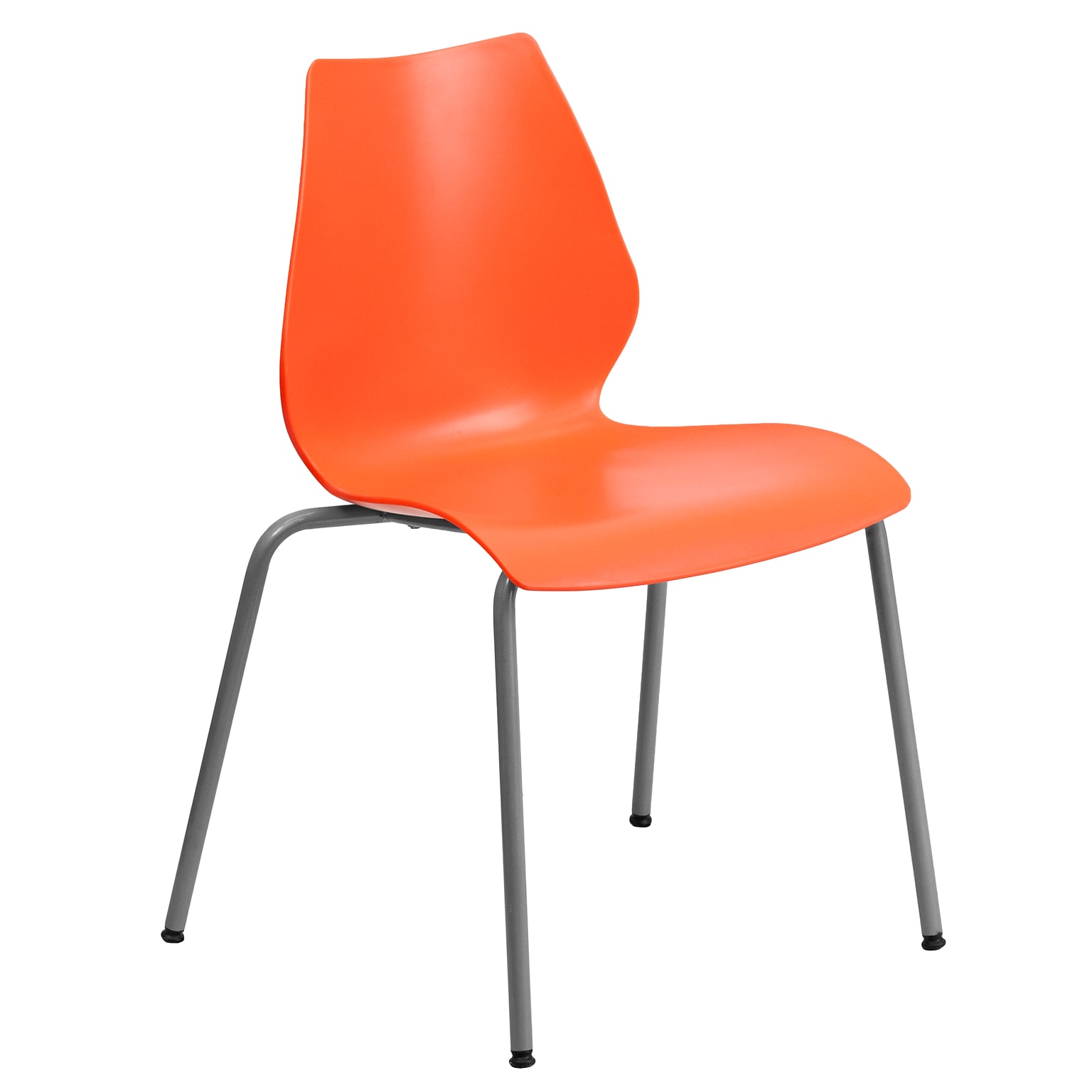 Flash Furniture Hercules Series Polypropylene Stackable Chair With Silver Frame, Orange
