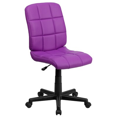 Flash Furniture Clayton Armless Vinyl Swivel Mid-Back Quilted Task Office Chair, Purple (GO16911PUR)