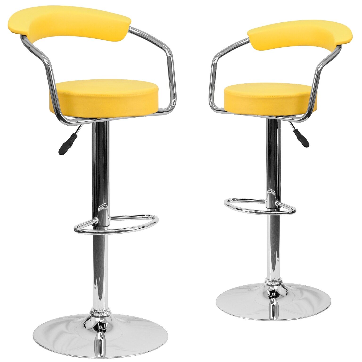 Flash Furniture 19 1/2 x 19 1/2 Vinyl Adjustable Height Bar Stool, Yellow