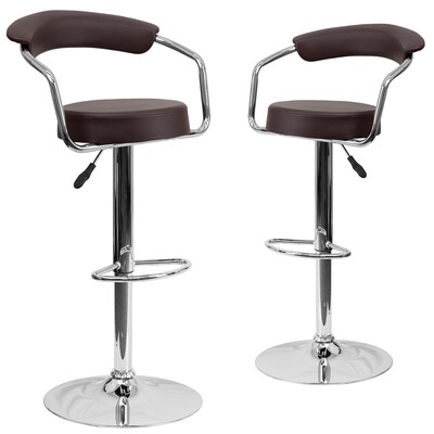 Flash Furniture 19 1/2 x 19 1/2 Vinyl Adjustable Height Bar Stool, Brown