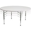 Flash Furniture 60 Plastic Adjustable Height Round Folding Table, Granite White