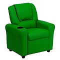 Flash Furniture Contemporary Vinyl Kids Recliner W/Cup Holder and Headrest. Green