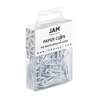 JAM Paper Small Paper Clips, White, 100/Pack (2183755)