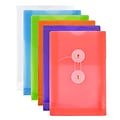JAM Paper® Plastic Envelopes with Button and String Tie Closure, Open End, 4.25 x 6.25, Assorted Col