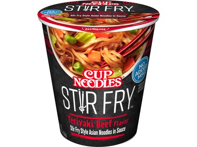 Nissin Stir Fry Noodles, Teriyaki Beef, 3 Oz., 6/Carton (42401)